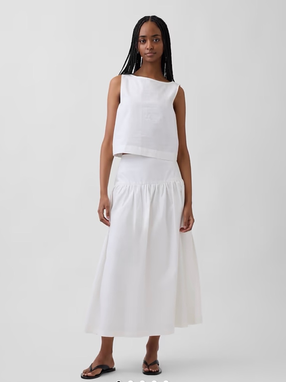 Gap White Poplin Midi Skirt